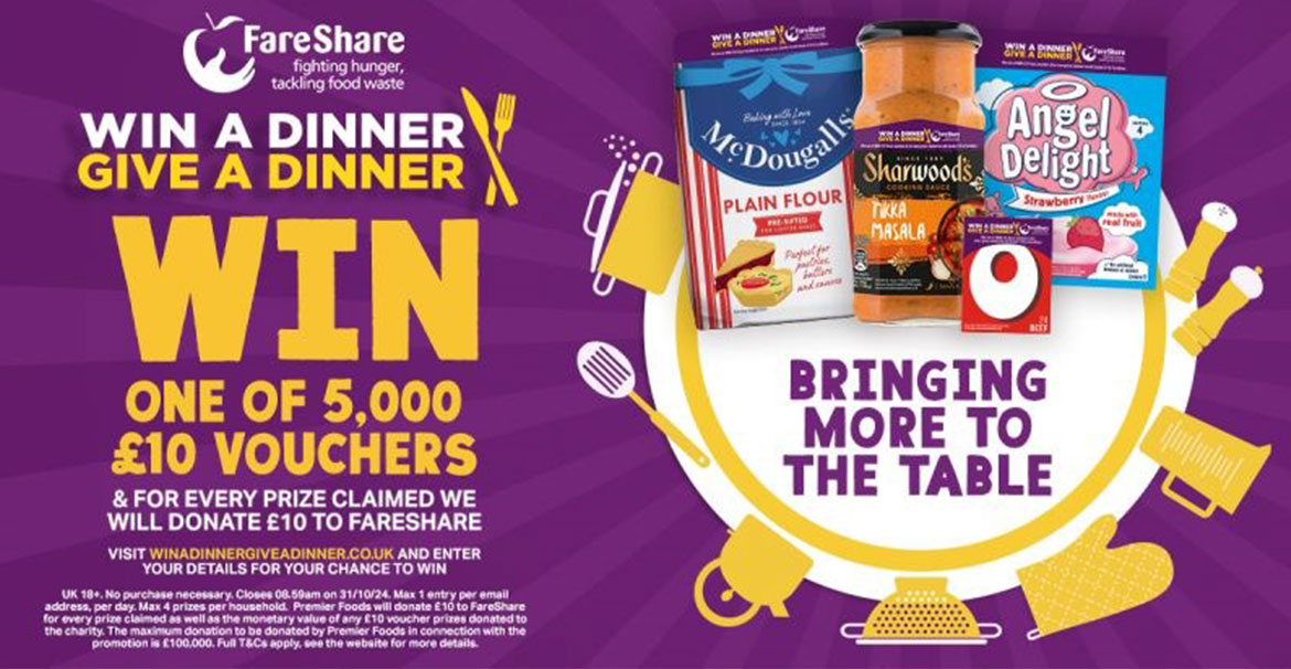 Win a dinner. Give a dinner poster. Win one of 5,000 £10 vouchers.