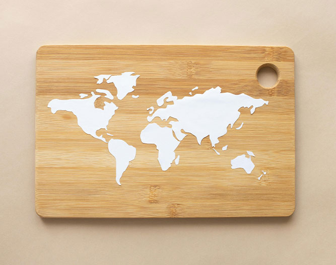 World map chopping board