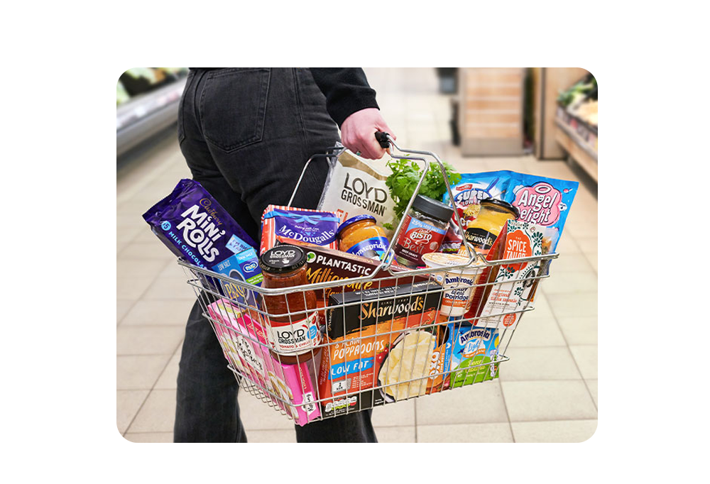 Basket with Premier foods products