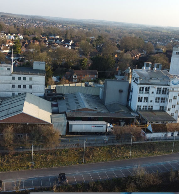 Drone shot of Andover site