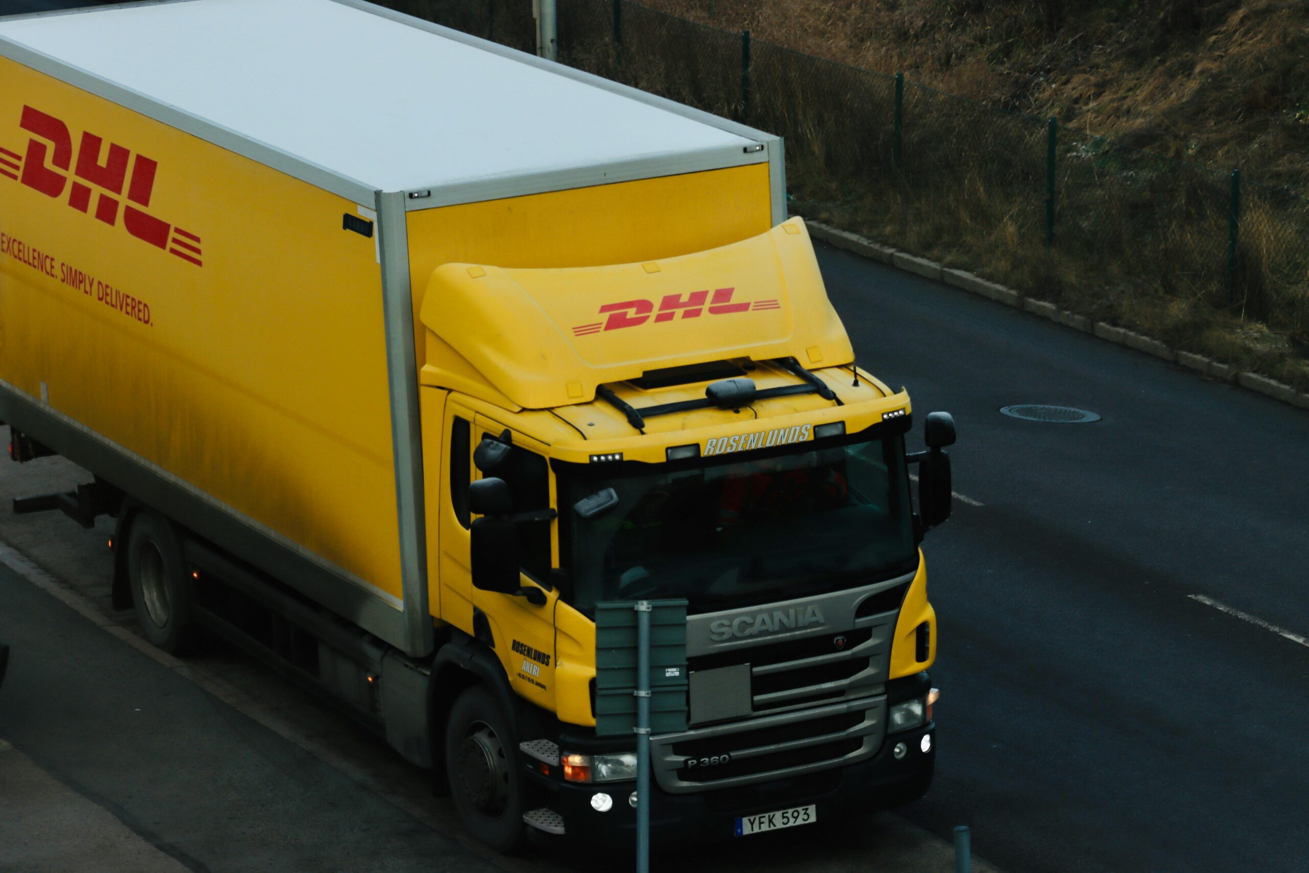 DHL lorry on road